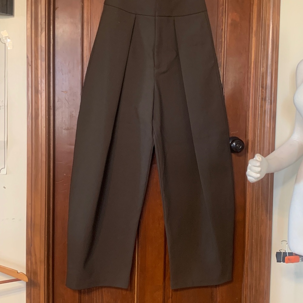 NWOT ZARA BARREL LEG BALLOON LEG PANTS WITH PLEATED DETAIL - Picture 2 of 10